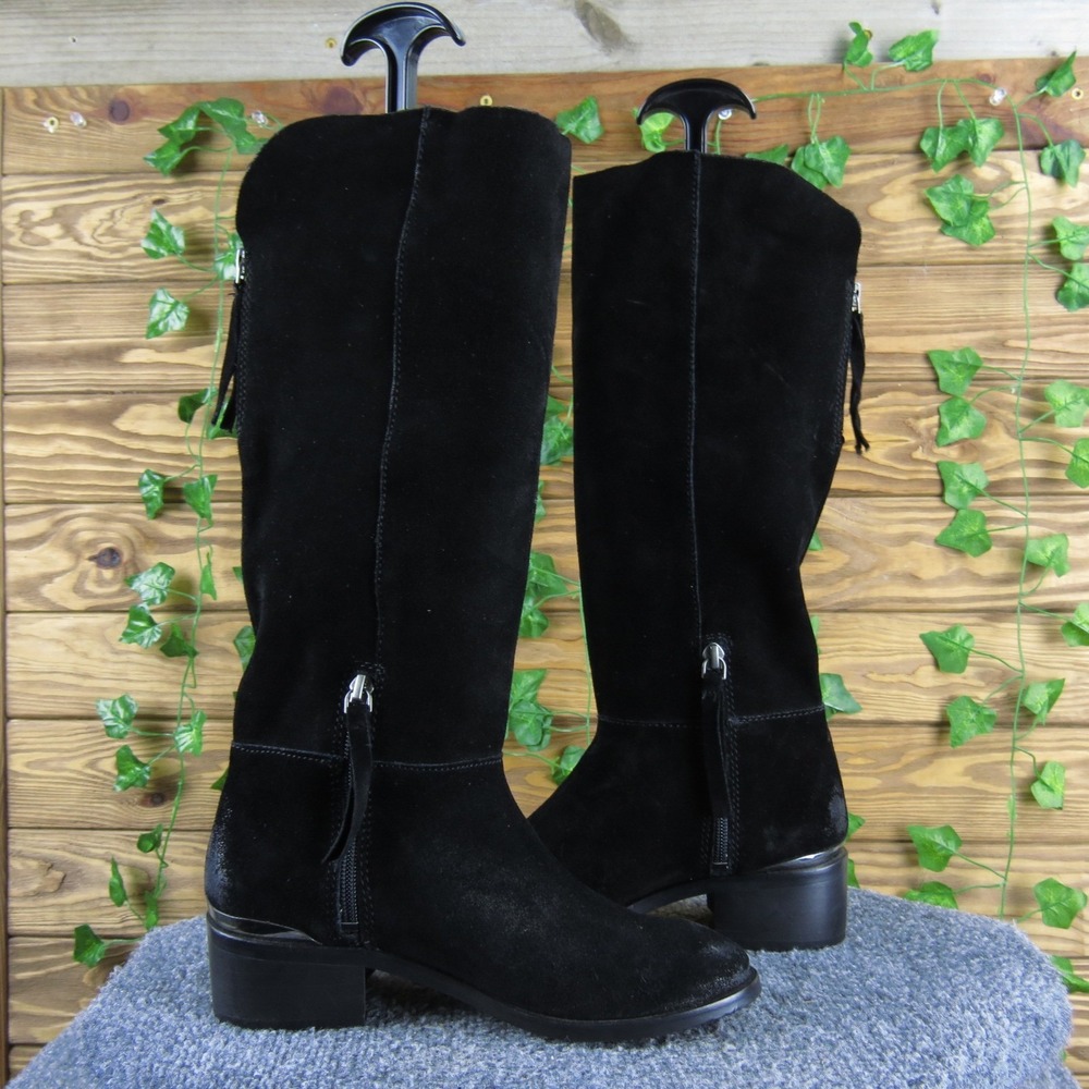 Naughty Monkey Black Suede Stride Mid-Calf Boots - Women's 6.5 - Picture 5 of 8
